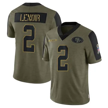 Youth Nike San Francisco 49ers Deommodore Lenoir Olive 2021 Salute To Service Jersey - Limited
