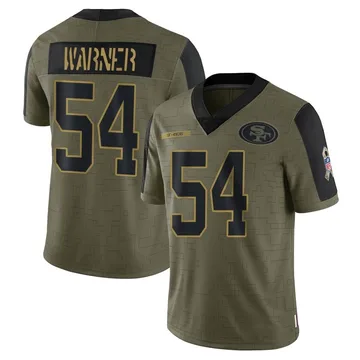 Youth Nike San Francisco 49ers Fred Warner Olive 2021 Salute To Service Jersey - Limited