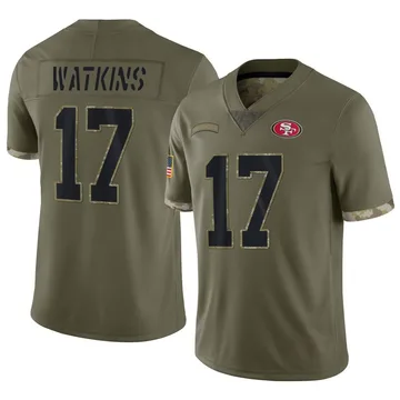 Youth Nike San Francisco 49ers Jordan Watkins Olive 2022 Salute To Service Jersey - Limited