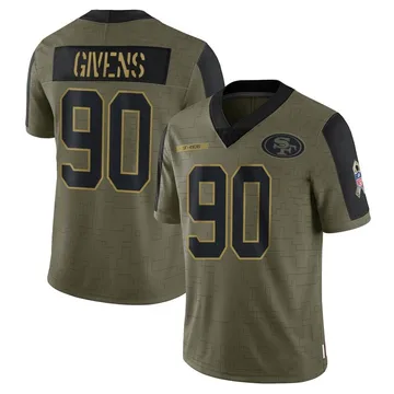 Youth Nike San Francisco 49ers Kevin Givens Olive 2021 Salute To Service Jersey - Limited