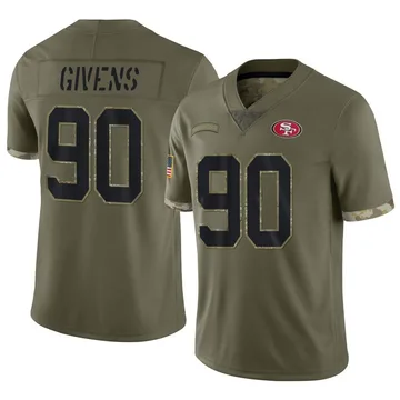 Youth Nike San Francisco 49ers Kevin Givens Olive 2022 Salute To Service Jersey - Limited