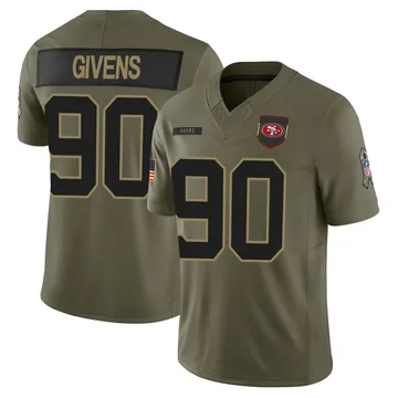 Youth Nike San Francisco 49ers Kevin Givens Olive 2025 Salute to Service Jersey - Limited