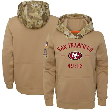 men's san francisco 49ers nike olive salute to service sideline therma performance pullover hoodie